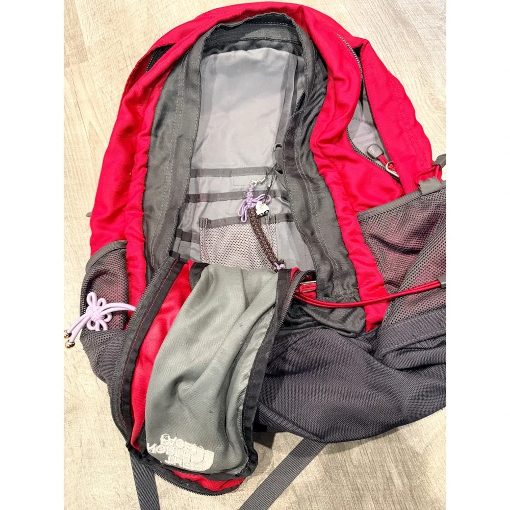 The North Face Jester Backpack Red Charcoal Grey School Hiking Bag